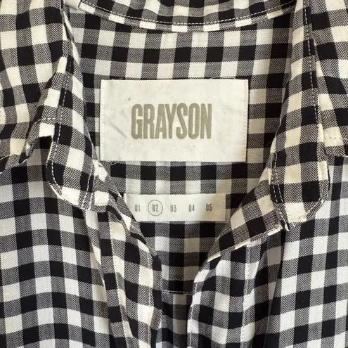 Grayson The Hero Gingham Plaid Button Down Shirt in Black White Small