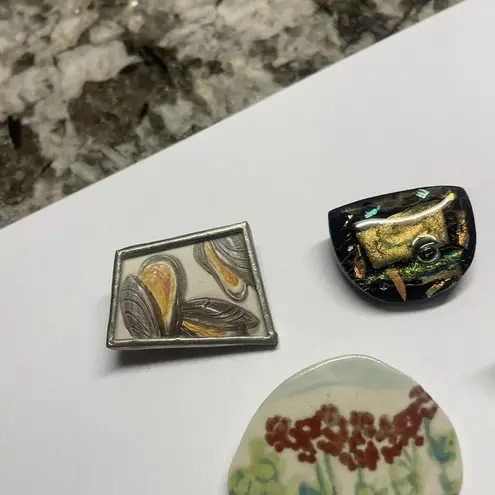 Lot Of 4 Pretty Handmade Costume Brooch Pin Handcrafted Costume Jewelry