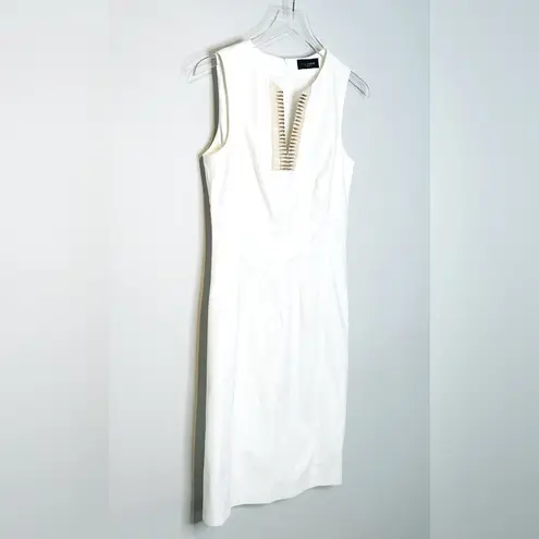 Piazza Sempione Shift Textured White Cotton Dress Size 42