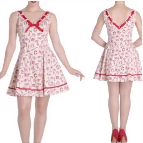 Hell Bunny Alizea Mini Dress Size S Nautical Rockabilly Swing Women's Juniors Red