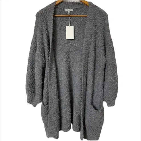 FRNCH ✨ Open Cardigan Fuzzy Popcorn Textured Eyelash Gray ✨