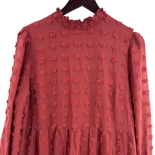 VERO MODA Mini Smock Dress with Textured Spots Red Size L New