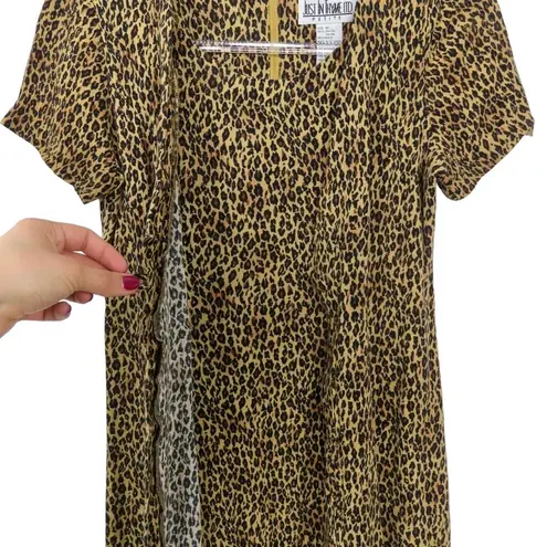 Just in Thyme 1990s Leopard Print Short Sleeve Casual Mini Dress Size 4 Small Brown