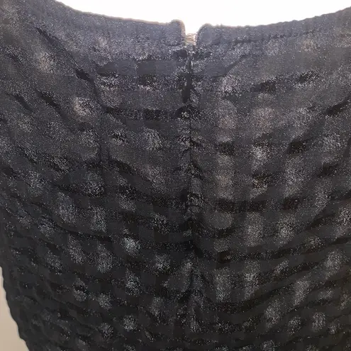 Elle Black Sleeveless Women's XL Crop Top Lined Square Pattern