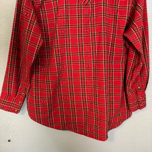 Xirena Women's Sierra Red Stone Plaid Flannel Sz XS Casual Snap Button Preppy