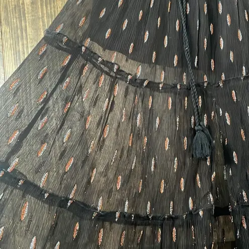 Raga NWT Rare Black Sheer Feather Midi Skirt