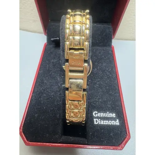 Peugeot Diamond Gold Tone Women's Fashion Watch Genuine Diamond Accent 6.5