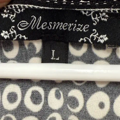 Vintage Y2K Black White Ruched Dot Print Sleeveless Top 90s 00s Size Large