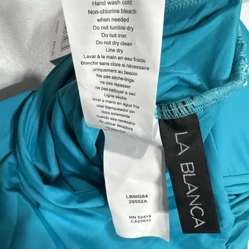 La Blanca Island Goddess Halter Tankini Padded Bra Swim Top Turquoise US 4 Beach