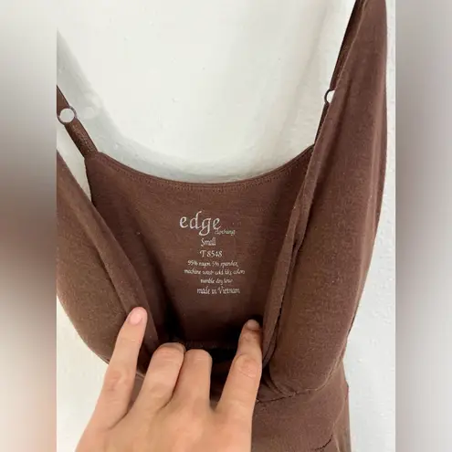 Edge Brown Spaghetti Strap Empire Waist Midi Dress Size Small Casual Chic