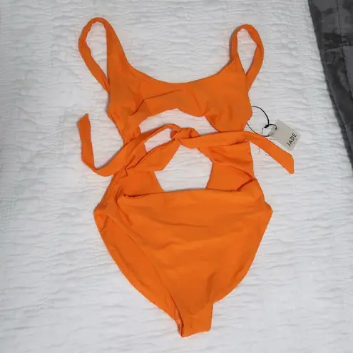 NWT MEDIUM JADE SWIM Bond Cutout Tie One Piece Swimsuit Orange