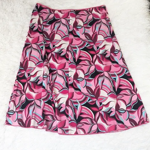 Y2K Vintage Wrapper Jersey Knit Abstract Floral Print Skirt Pink and Black M Size undefined