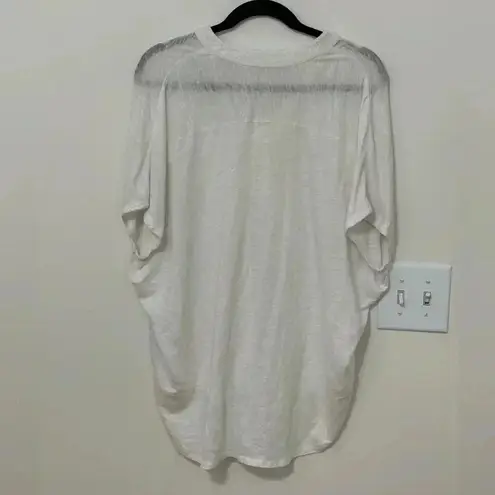 J McLaughlin White Linen Blend Poncho Top Oversized V