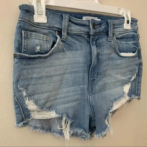Oasis By Eunina Denim Distressed Cut Off High Waisted Shorts
