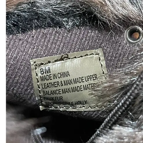 Sporto Size 8 NEW HOLLY Womens Ankle Boots Leather Faux Fur Brown Lace Up Heeled