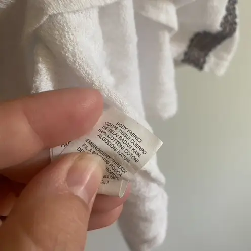 Lucky Brand  White Terry Cloth Embroidered Top