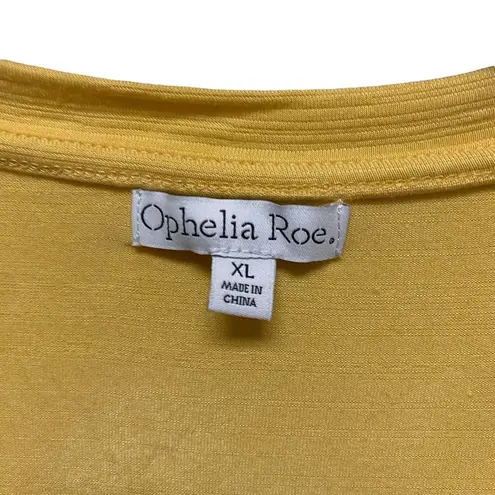Ophelia Roe V-Neck Top Blouse Women’s Size XL Mustard Yellow Puff Sleeve