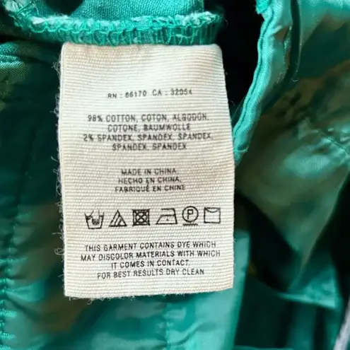 Anthropologie Cartonnier Size 4 Charlie Ankle Green Velvet Brocade Velvet Pants