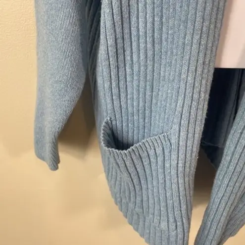 J. Jill Pure Size Large Petite Cardigan Blue Stone Drop Shoulder Ribbed Sweater