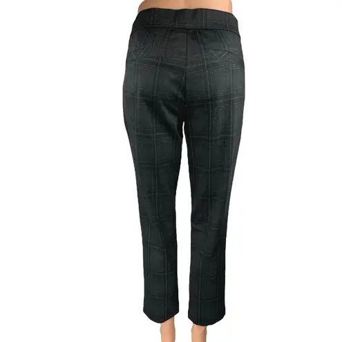 Wit & Wisdom Black Plaid Mid Rise Slim Straight Cropped Trouser Pants Size 2