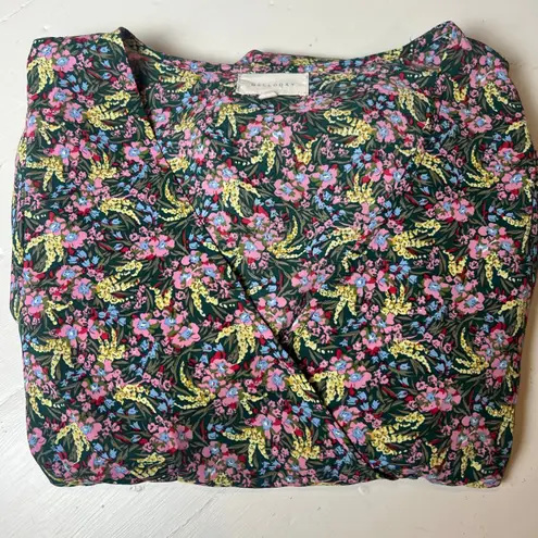 MELLODAY Women's Medium Green Floral Maxi Dress Flutter Sleeves