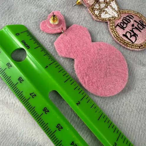 Bridal Party Beaded "Team Bride" Statement Earrings Wedding Pierced Post Pink