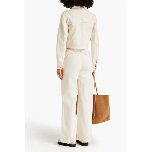 Triarchy Womens high-rise wide-leg jeans Ivory Organic Cotton Denim Pants Size 2