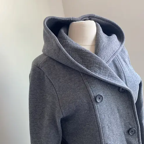James Perse Hooded Coat Womens Sz 4 Grey Double Breasted Sweatcoat