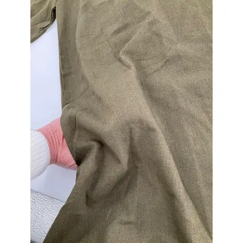 Mini bee Womens Olive Green Linen Blend Short Sleeve Tunic Top XXL Lagenlook