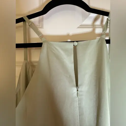 NWT Lulus What a Stunner Sage Green Satin Asymmetrical Mini Dress, Medium