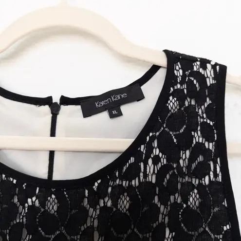 Karen Kane Karen Kane Womens Dress Size XL Black Lace Overlay Sleeveless Romantic Cocktail