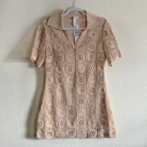 Jonathan Simkhai Gabrielle Crocheted Cotton Dress Tan