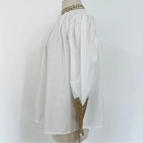 NEW V.D.E. Vinster blouse with gold embroidery detailing White