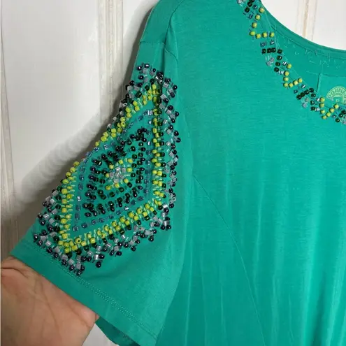 Double D Ranch Topper Tunic Top Sz M Green Size M