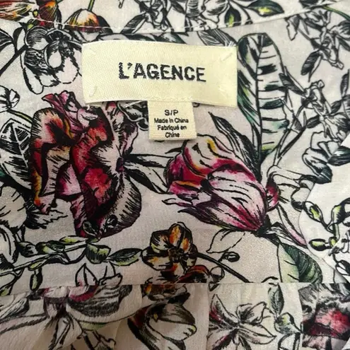 L'Agence Multicolor 100% Silk Floral Long Sleeve Button Down Shirt Blouse Top S - Image 3