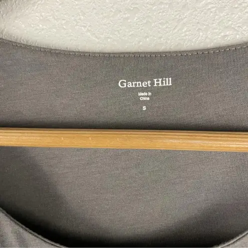 Garnet Hill Folkloric Embroidered Knit Top Charcoal Gray Size Small