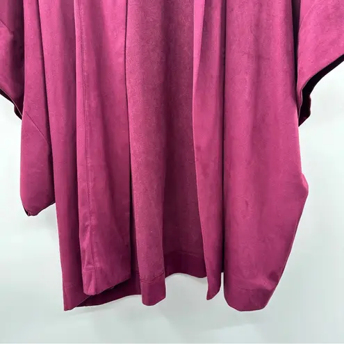 Natori Faux Suede Burgundy Cropped Kimono Half Sleeve Topper Size L Red Size L