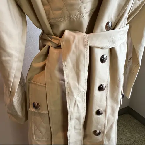 Farm Rio Ran Nude Cotton Pocket Trench Coat