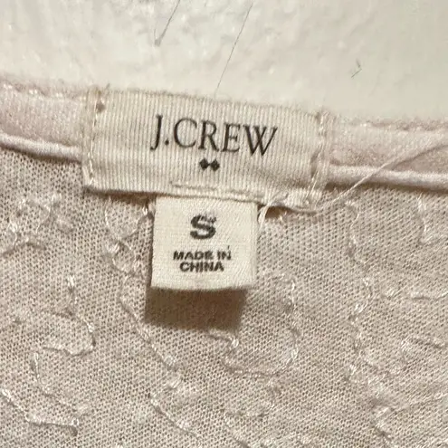 JCREW SEQUINED SPARKLY LONG 3/4 SLEEVE ROUND NECK PULLOVER TOP S White