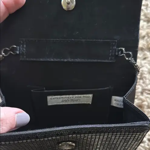 Sleek Black Textured Clutch with Wristlet