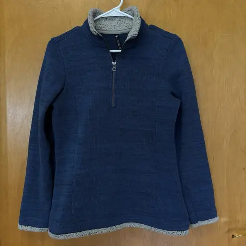 Kuhl Womens Alaska 1/4 Zip Pullover Size Small Blue Knit Sherpa Fleece Sweater