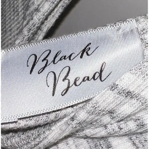 Black Bead Womens Short Sleeve Ribbed Bodysuit, One Piece Grey, White, S NWOT