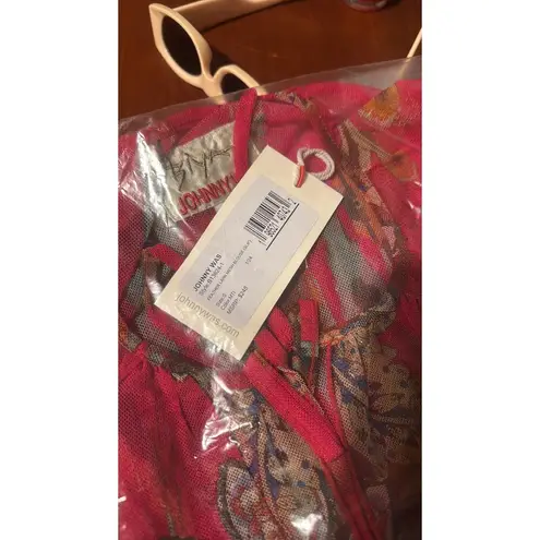 Johnny Was Feather Lark Embroidered Mesh Blouse