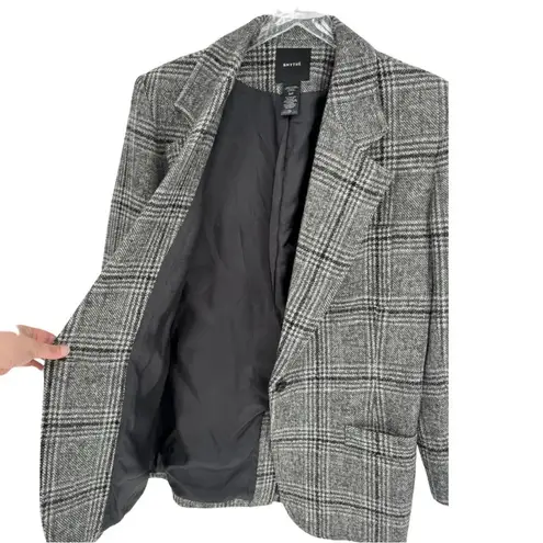 Smythe Oversized Notched Lapel Blazer Gray Glen Check Plaid Small