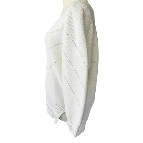 Brochu Walker Decker V-Neck Cotton-Blend Sweater White Size Small