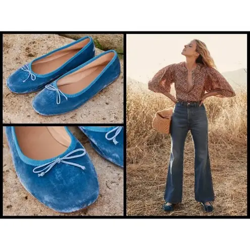 💕DOEN💕 Ballerina Slipper ~ Cerulean Blue Velvet Leather Flats EU 42 US 11 NWT Size undefined
