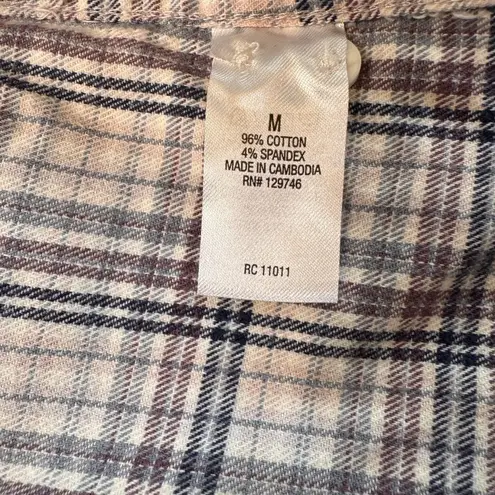 Ridgecut Toughwear Women's Flex Flannel Long Sleeve Shirt Sz Med White Multi Blue - Image 8