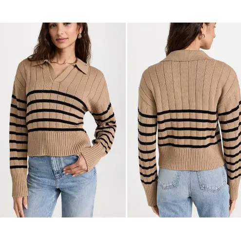 Pistola Tan Striped Collar Sweater Arlo (Size L)