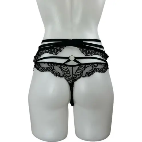 Aubade Women's Black Lace Sheer Corset Garter Belt Waist Cincher Lingerie Size S