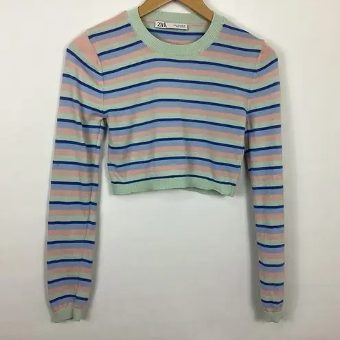 ZARA Striped Crop Sweater Size Small